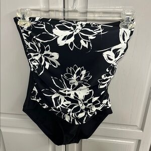 Floral Black and White One-Piece Swimsuit